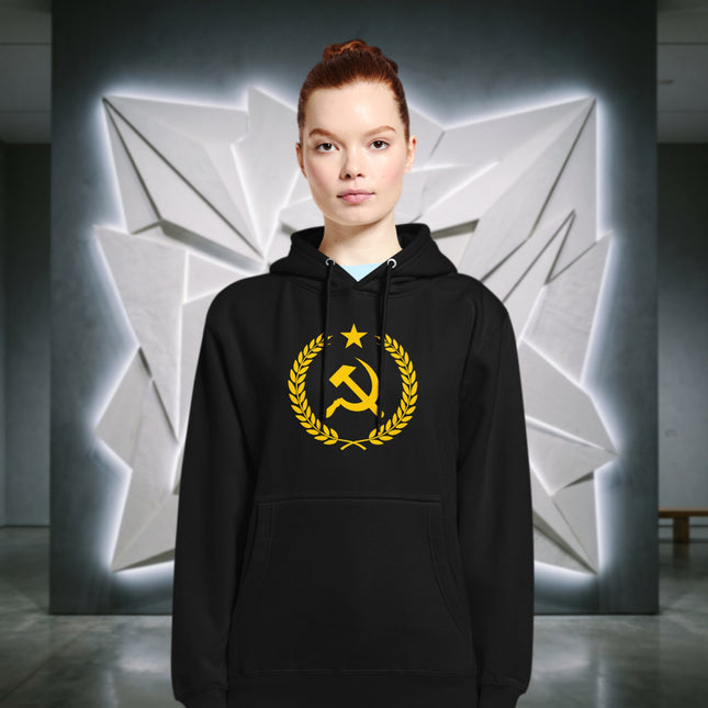 Hammer & Sickle Laurel Wreath Hoodie | Communist USSR Socialist Gold Pullover