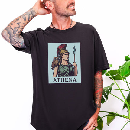 Athena Greek Goddess T-Shirt | Mythology Owl Spear Graphic Unisex Tee Shirt