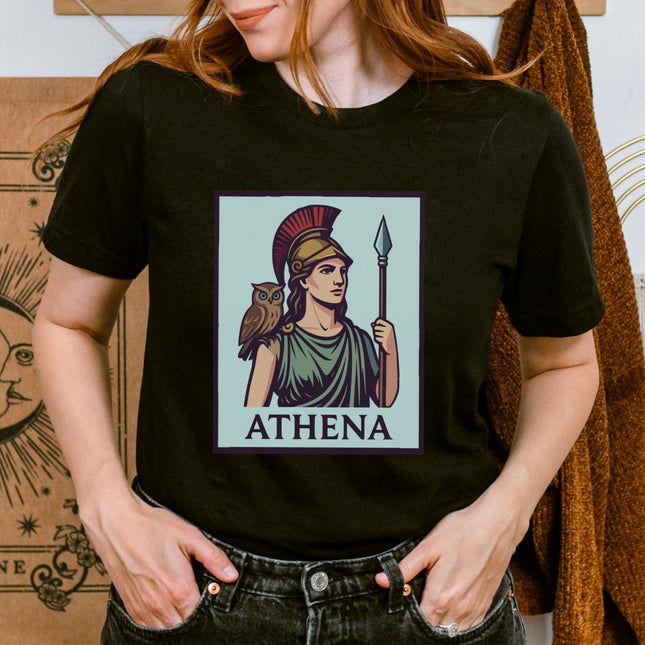 Athena Greek Goddess T-Shirt | Mythology Owl Spear Graphic Unisex Tee Shirt