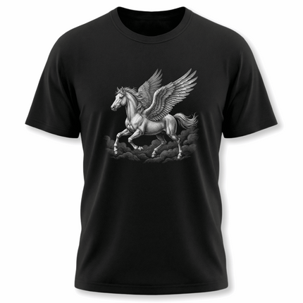 Pegasus winged horse illustration graphic design for Greek mythology tee.