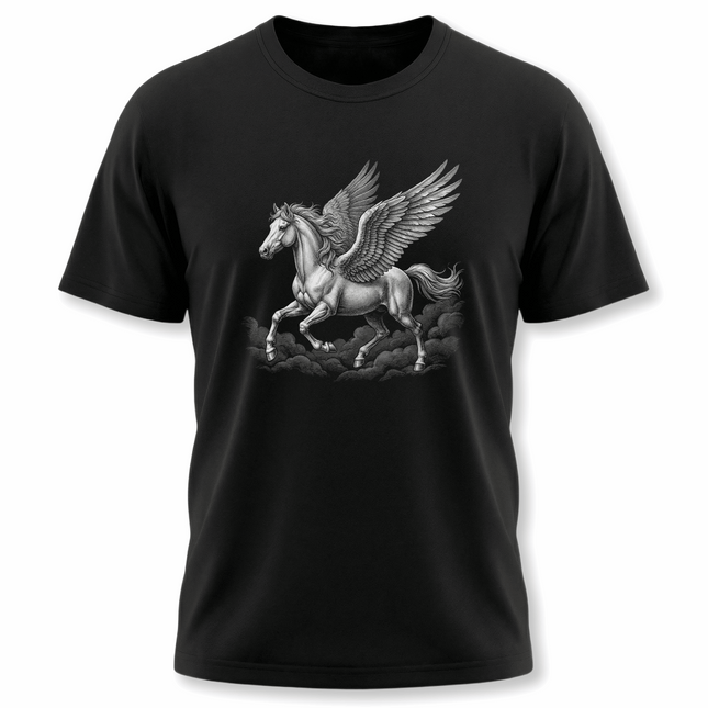 Pegasus winged horse illustration graphic design for Greek mythology tee.