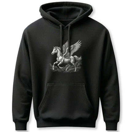 Illustration of a majestic Pegasus, the winged horse of Greek mythology and fantasy art.