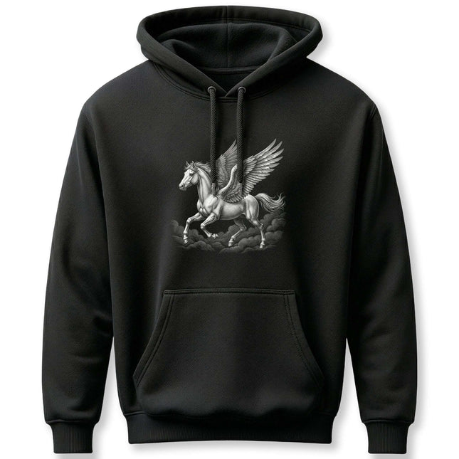 Illustration of a majestic Pegasus, the winged horse of Greek mythology and fantasy art.