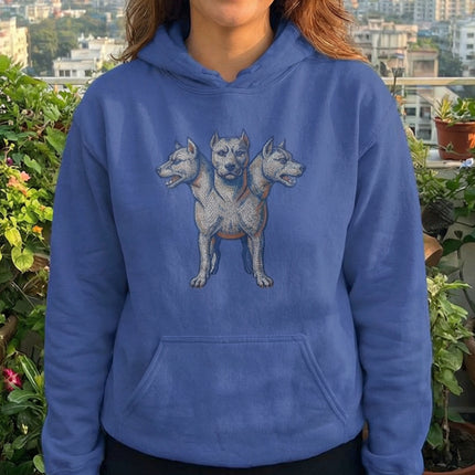 Cerberus Mosaic Three-Headed Dog Hoodie | Greek Mythology Guardian Pullover Hoodie
