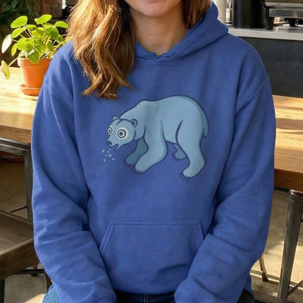 Wide-Eyed Polar Bear Hoodie | Cute Animal Graphic Unisex Pullover Hoodie