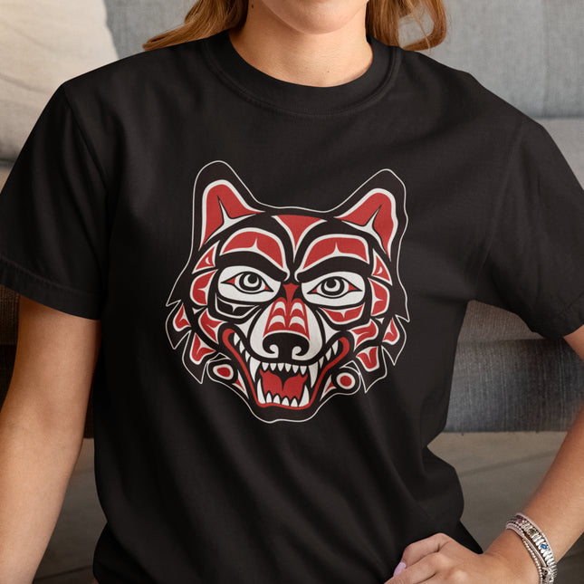Haida Wolf Head T-Shirt | Indigenous Pacific Northwest Art | Comfort Colors