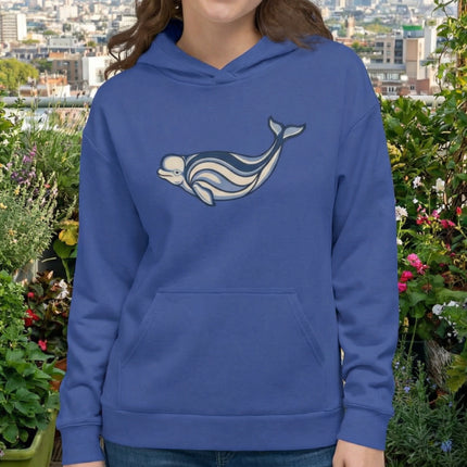 Beluga Whale Inuit Art Hoodie | Arctic Marine Stylized Pullover Hoodie