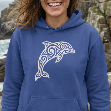 Tribal Dolphin Hoodie | Ocean Animal Celtic Style Unisex Pullover Hoodie
