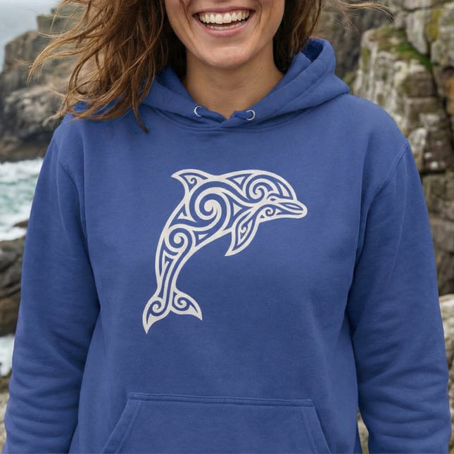 Tribal Dolphin Hoodie | Ocean Animal Celtic Style Unisex Pullover Hoodie