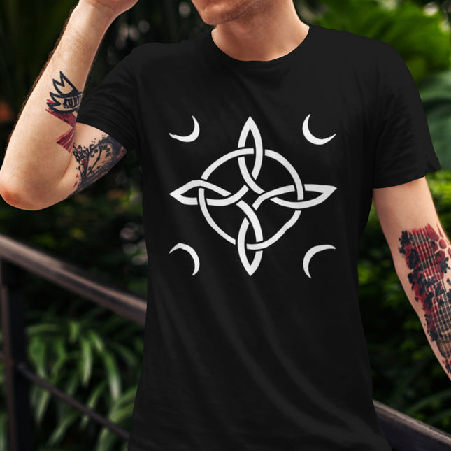 Witch's Knot Crescent Moon T-Shirt | Wiccan Protection Symbol Tee Tshirt