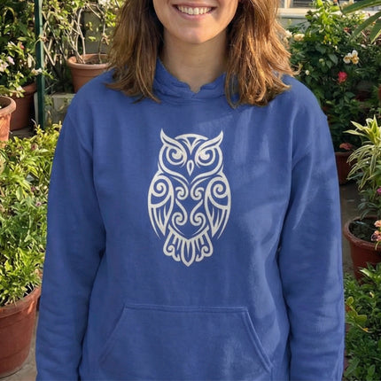 Tribal Owl Hoodie | Intricate Symbolic Owl Graphic Pullover | Comfort Colors Hoodie