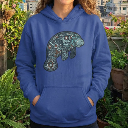 Mayan Manatee Geometric Hoodie | Sea Life Symbol Pullover | Comfort Colors Hoodie