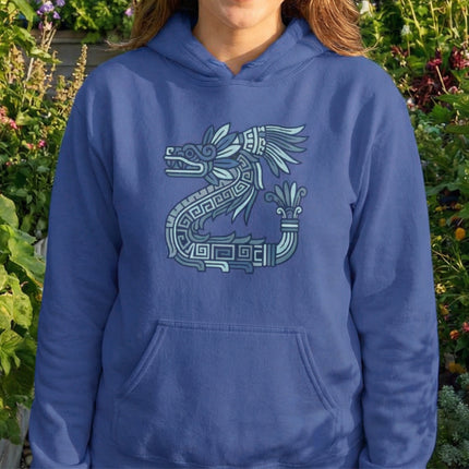 Mayan Feathered Serpent Quetzalcoatl Hoodie | Aztec Mythology Graphic Pullover Hoodie
