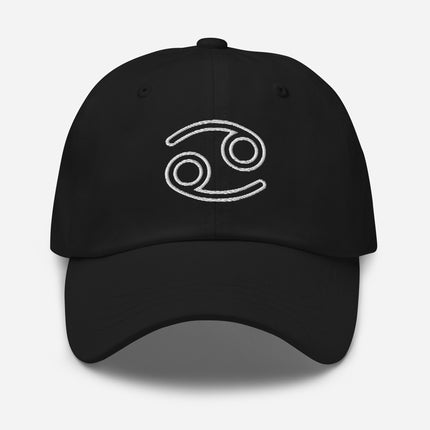 Embroidered Cancer zodiac sign baseball cap with astrology horoscope design.