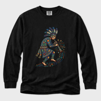 Kokopelli Long Sleeve T-Shirt | Colorful Beaded-Style Graphic Tee
