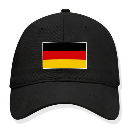 Black baseball cap featuring the German flag (Deutschland) design.
