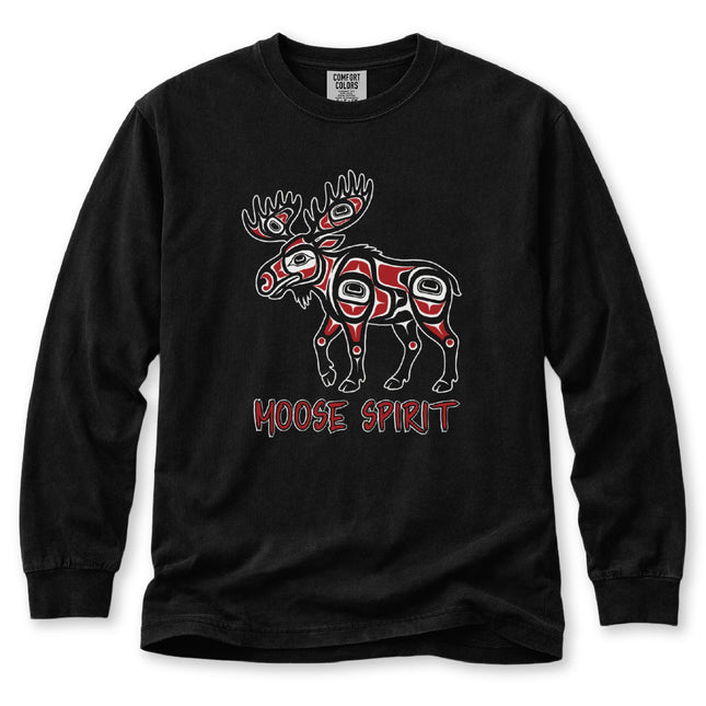 Moose Spirit Long Sleeve T-Shirt | Formline Animal Graphic Tee