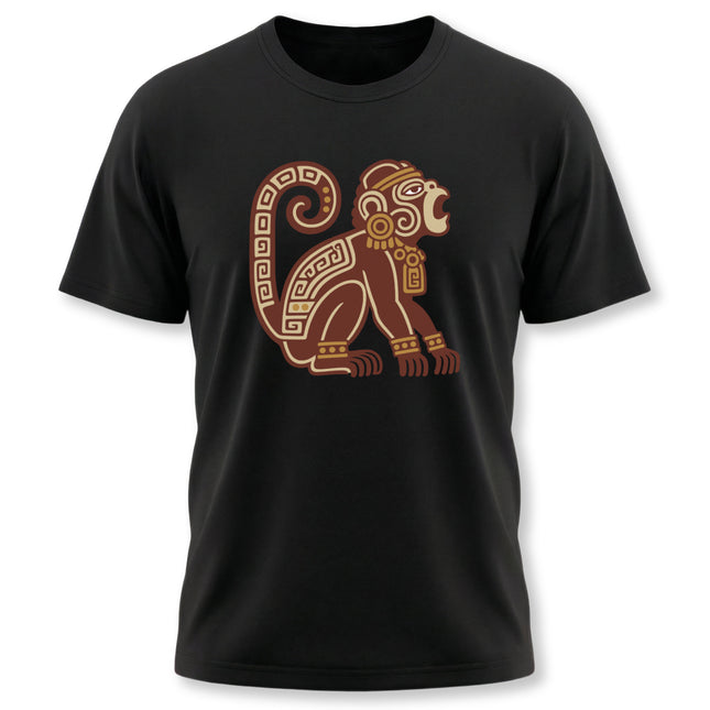 Mayan Howler Monkey T-Shirt | Rust and Gold Curled-Tail Graphic Tee