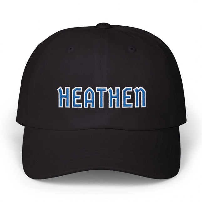 Heathen Baseball Cap | Embroidered Blue & White Text Hat