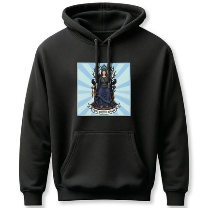 Frigg, Queen of Asgard, Norse goddess graphic featuring a regal mythological design.