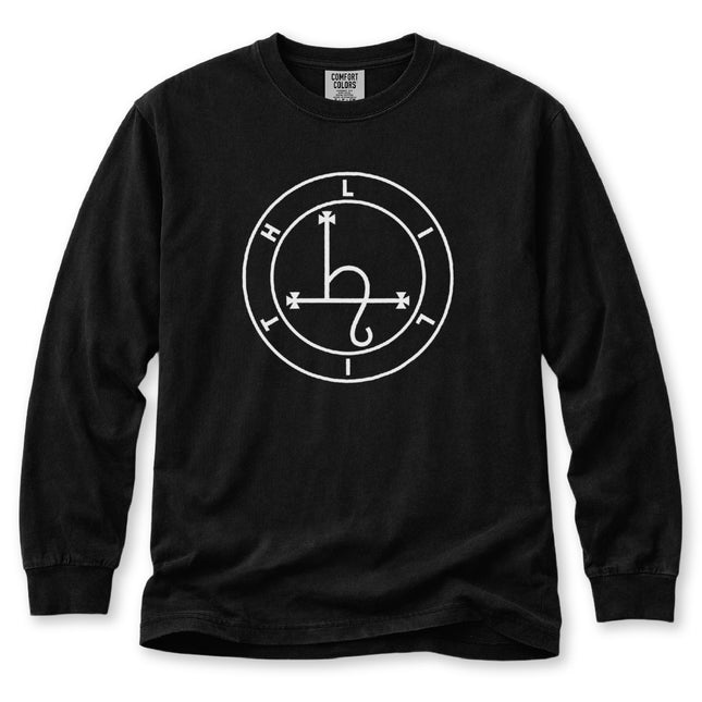 Lilith Sigil Long Sleeve T-Shirt | White Circular Occult Graphic Tee