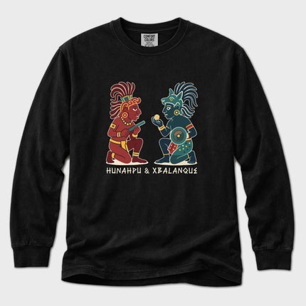 Hunahpu and Xbalanque Long Sleeve T-Shirt | Maya Hero Twins Art