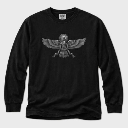 Etched Faravahar Long Sleeve T-Shirt | Persian Symbol Graphic Tee