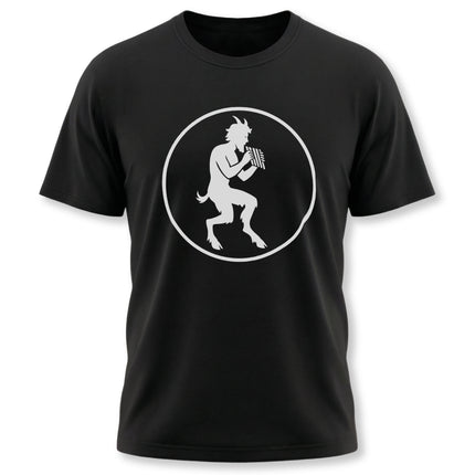 Pan satyr silhouette graphic tee featuring Greek god playing a flute.