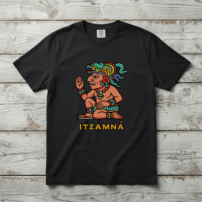 Itzamná Mayan God T-Shirt | Colorful Ancient Mythology Graphic Unisex Tee | V1