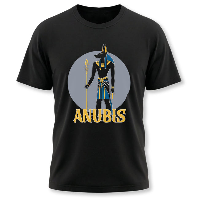 Anubis Egyptian god graphic tee featuring the jackal-headed deity.