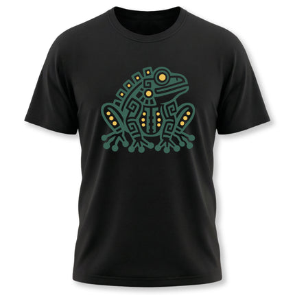Aztec Frog T-Shirt | Green and Gold Geometric Animal Graphic Tee