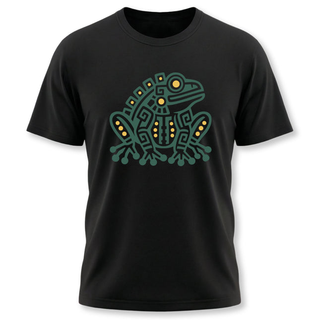 Aztec Frog T-Shirt | Green and Gold Geometric Animal Graphic Tee
