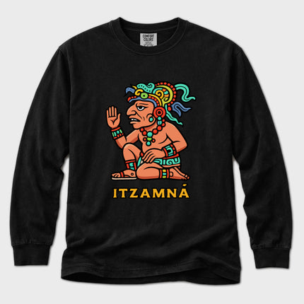 Itzamna Maya Deity Long Sleeve T-Shirt | Mesoamerican Graphic