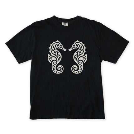 Tribal Seahorses T-Shirt | Ornate Marine Life Design Unisex Unisex Tee