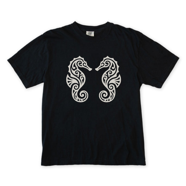 Tribal Seahorses T-Shirt | Ornate Marine Life Design Unisex Unisex Tee