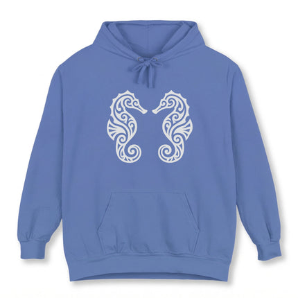 Tribal Seahorse Hoodie | Intricate Ocean Life Graphic Pullover Hoodie