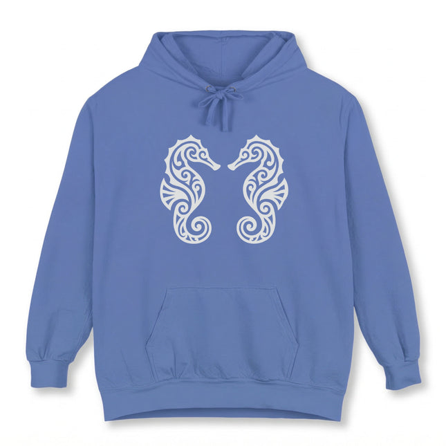 Tribal Seahorse Hoodie | Intricate Ocean Life Graphic Pullover Hoodie