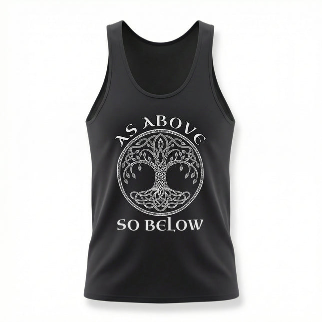 As Above So Below Celtic Tree of Life graphic tank top.