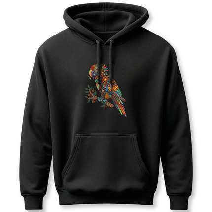 Huichol Parrot Spirit Animal Art Hoodie - Bohemian Mandala Bird Design