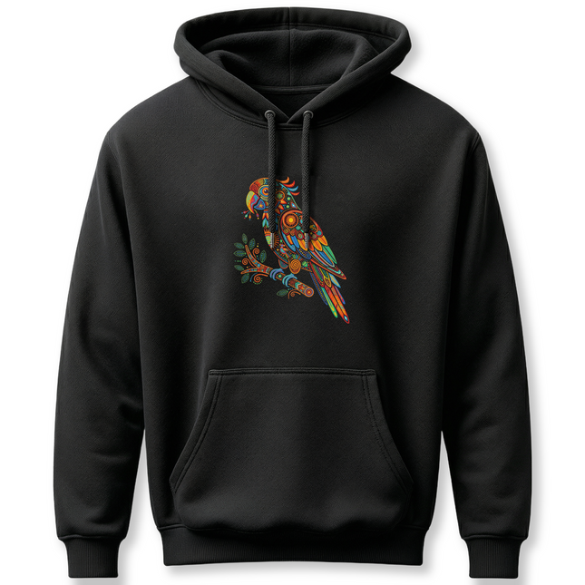 Huichol Parrot Spirit Animal Art Hoodie - Bohemian Mandala Bird Design