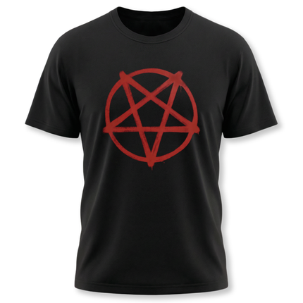 Red Spray Paint Inverted Pentagram T-Shirt | Occult Gothic Graffiti Pentacle Tee