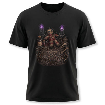 Dark Magic Ritual Table Graphic Tee - Occult Pentagram T-Shirt