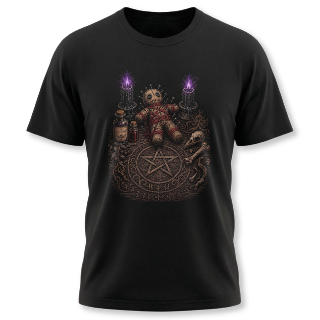 Dark Magic Ritual Table Graphic Tee - Occult Pentagram T-Shirt