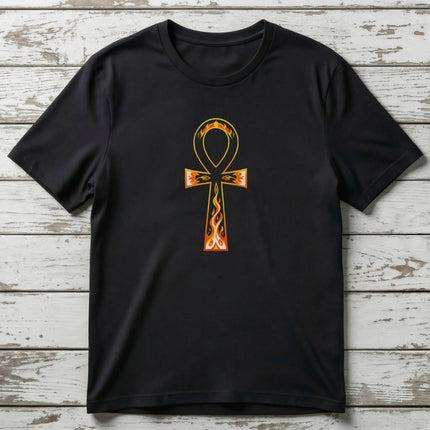 Flaming Ankh T-Shirt | Ancient Egyptian Symbol Graphic Tee | V2