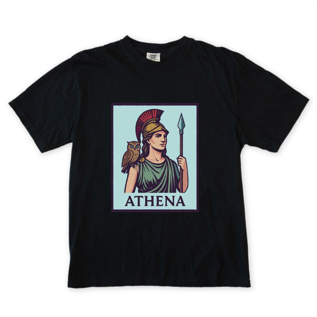 Athena Greek Goddess T-Shirt | Mythology Owl Spear Graphic Unisex Tee Shirt
