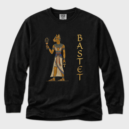 Egyptian Goddess Bastet T-Shirt | Feline Deity Art Long Sleeve Tee