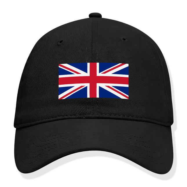 Black baseball cap featuring the Union Jack British flag design.