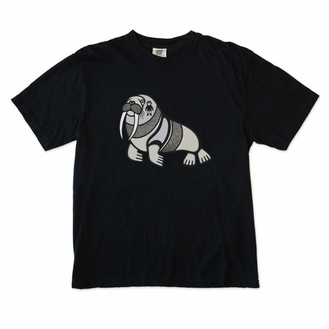 Inuit walrus graphic t-shirt featuring arctic indigenous symbols on comfort colors fabric.