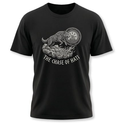 The Chase of Hati Norse Mythology T-Shirt | Viking Wolf Graphic Tee