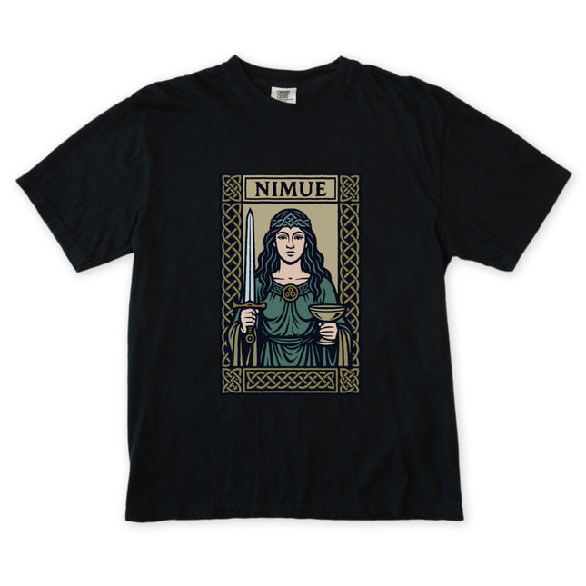 Nimue Lady of the Lake T-Shirt | Arthurian Celtic Sword & Chalice Design Tee